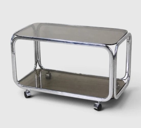 Vintage salontafel rookglas chroom, Antiek en Kunst, Ophalen
