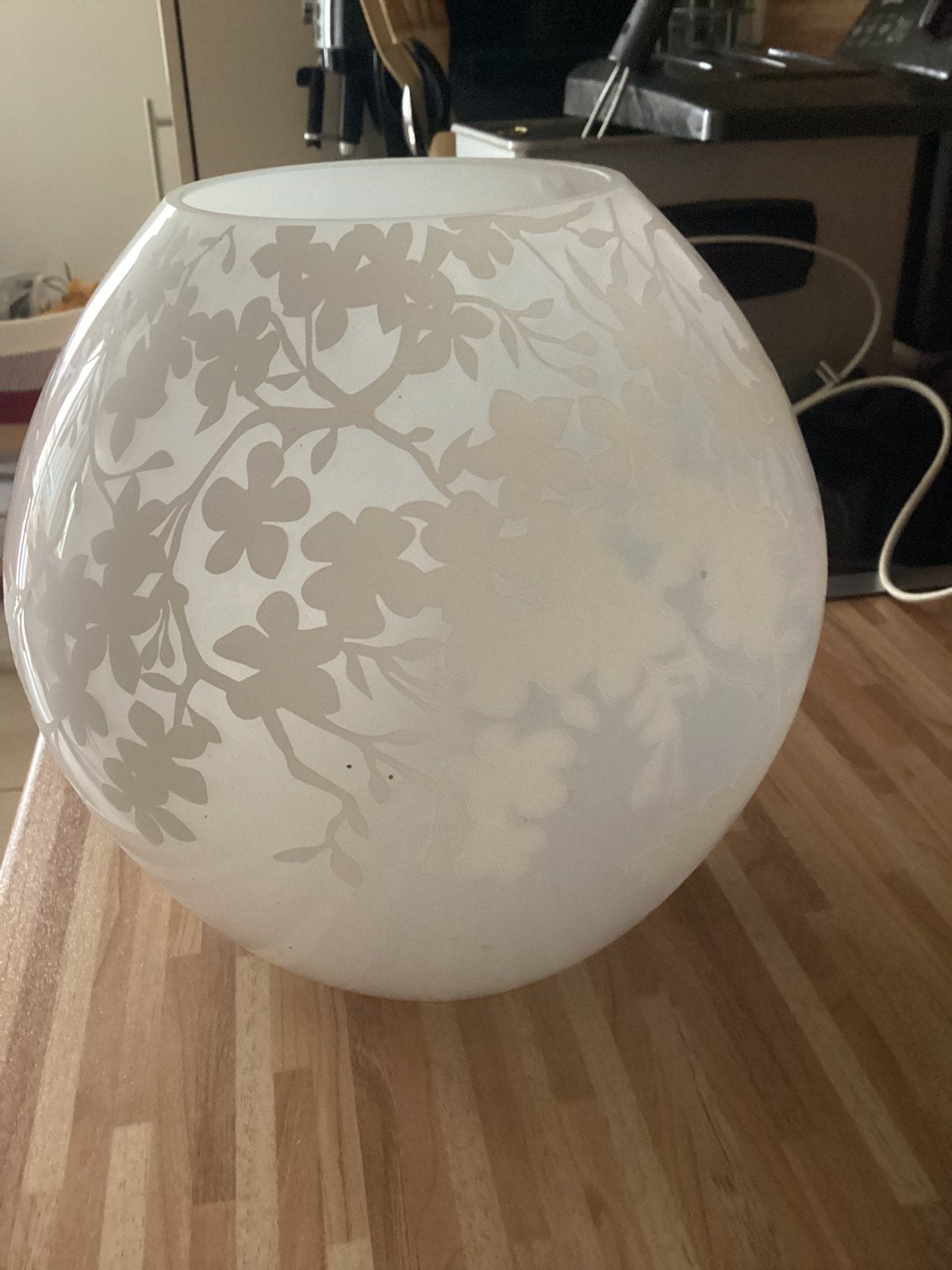 Vintage lampe knubbig de 1990 fleurs de cerisier TBE, Enlèvement, Comme neuf, Verre