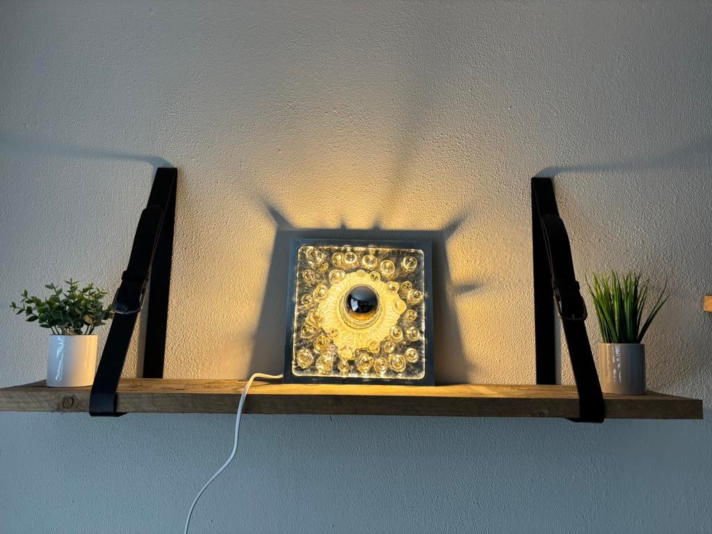 Vintage "Eisglas" wandlamp Sölken Leuchten jaren 70, Ophalen of Verzenden, Gebruikt, Glas