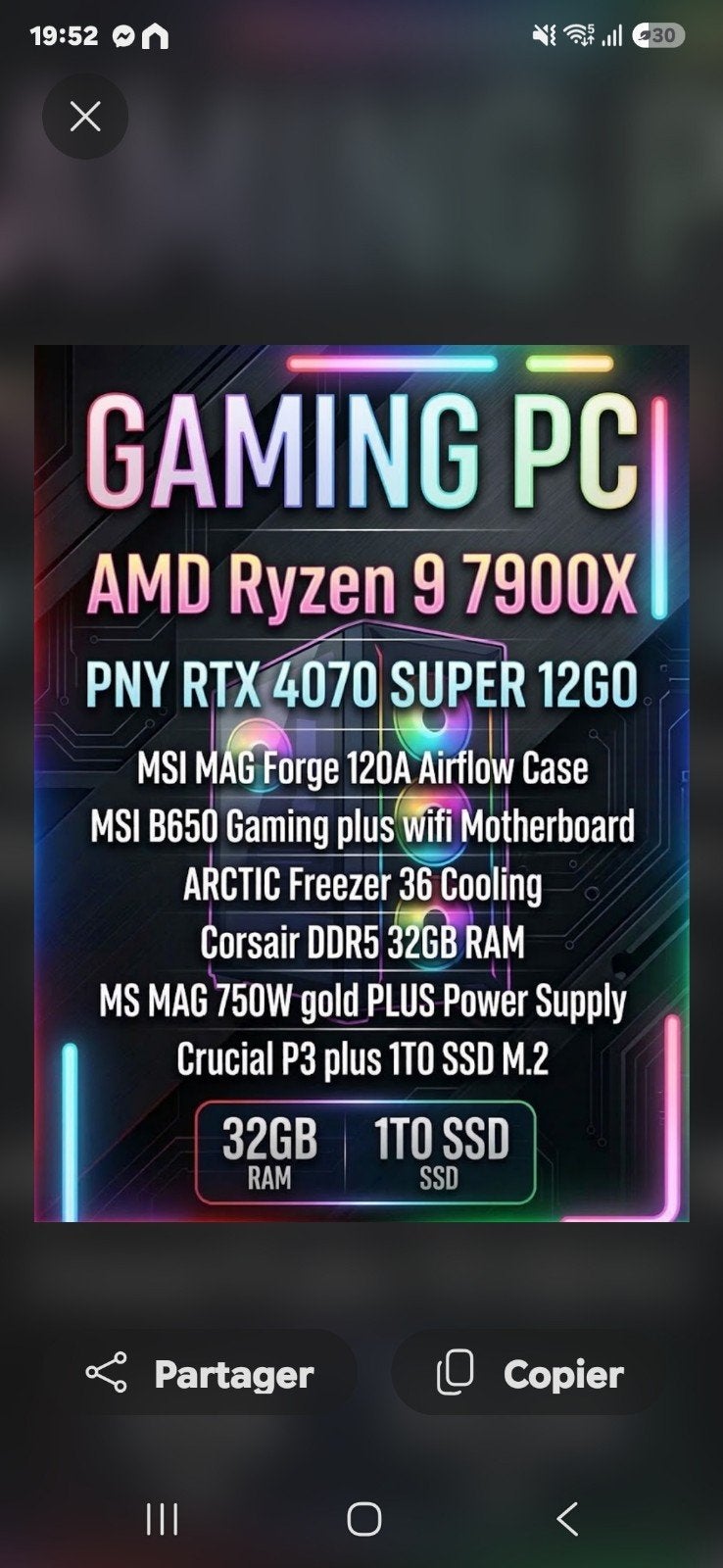 pc gamer ultra 32 ddr 5..., Tickets & Billets