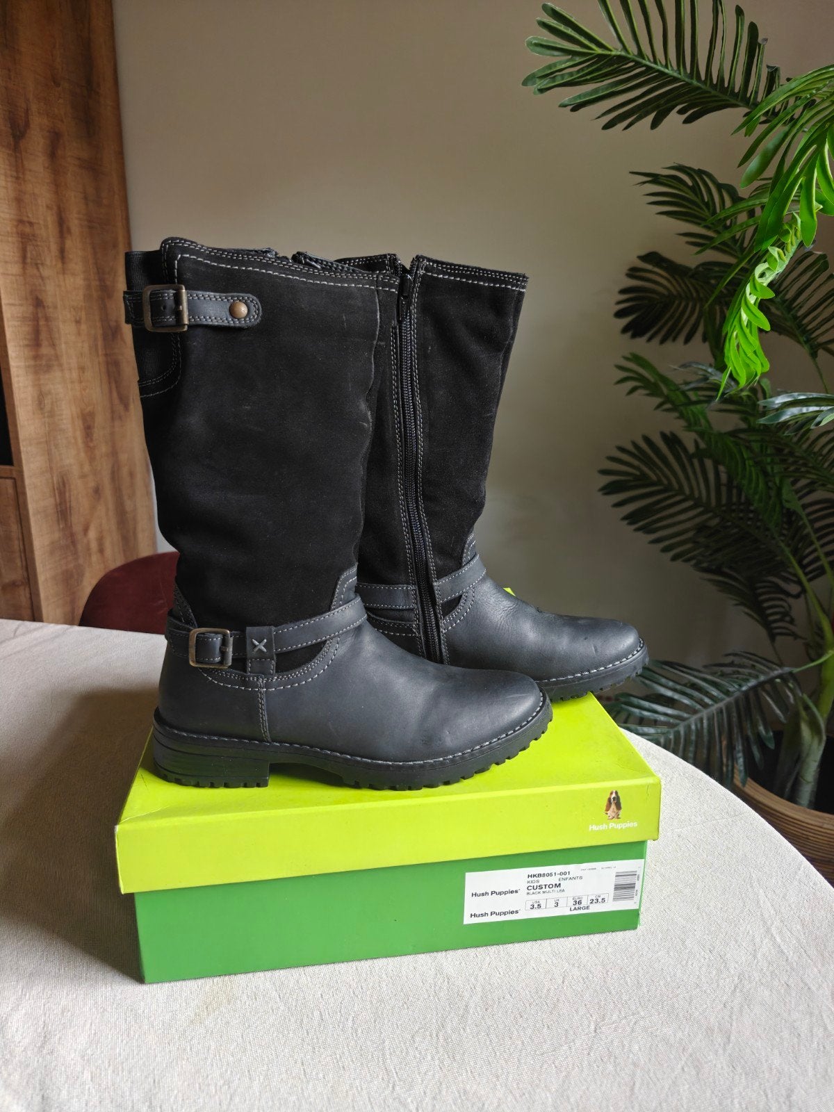 Hush Puppies leren laarzen zwart – maat 36 kids, Enlèvement ou Envoi, Bottes