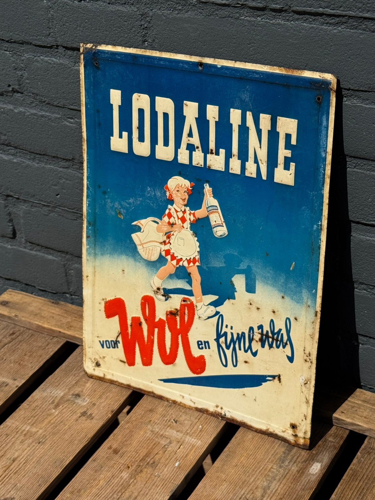 LODALINE oud reclamebord, Ophalen of Verzenden, Gebruikt, Reclamebord