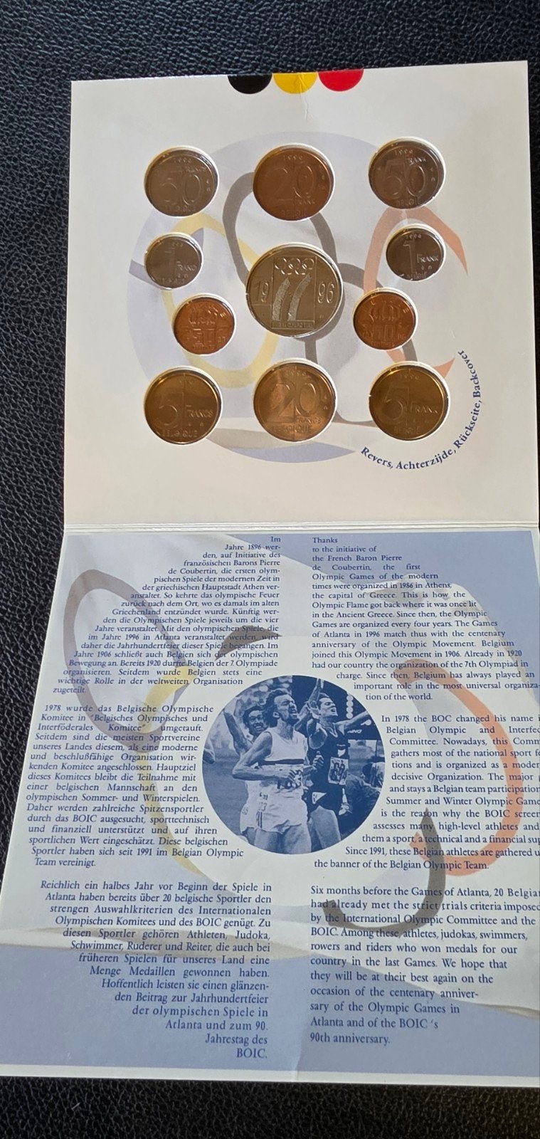 Muntenset België 100 j. Olympische Spelen 1996, Postzegels en Munten, Ophalen of Verzenden