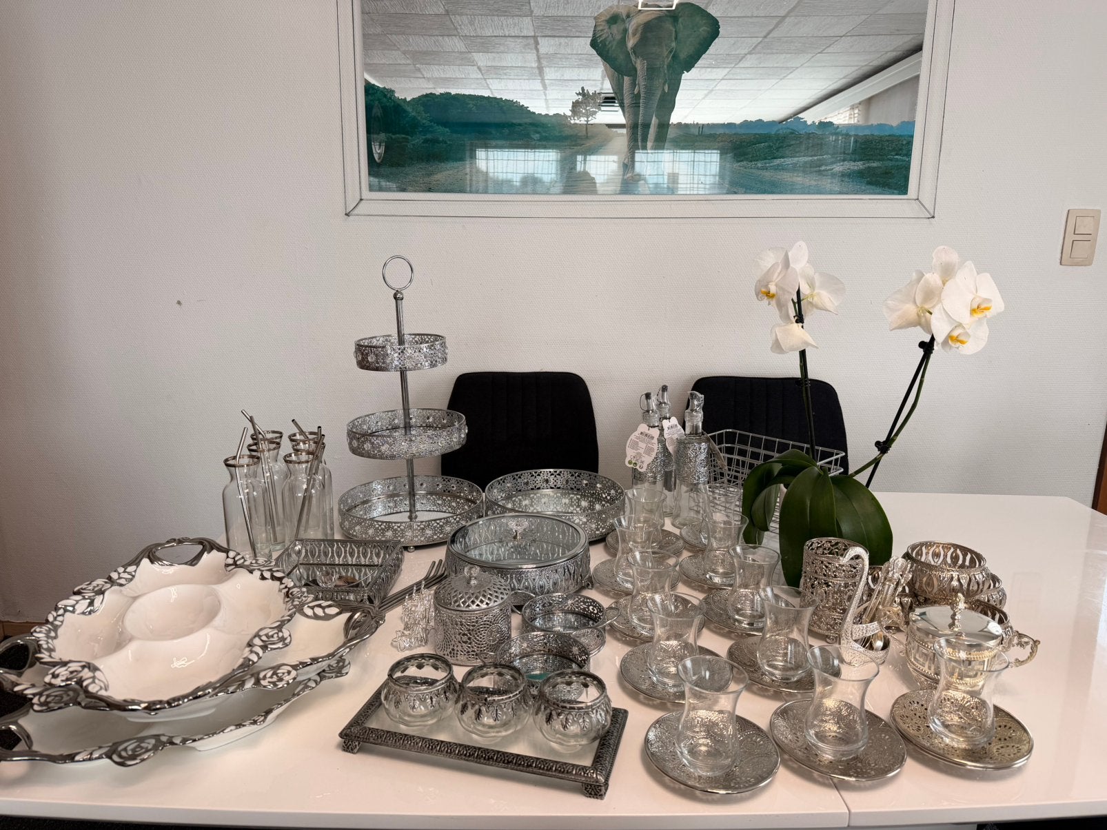 Mooie zilverkleurige woondecoratie – als nieuw!, Huis en Inrichting, Keuken | Servies, Ophalen of Verzenden, Zo goed als nieuw