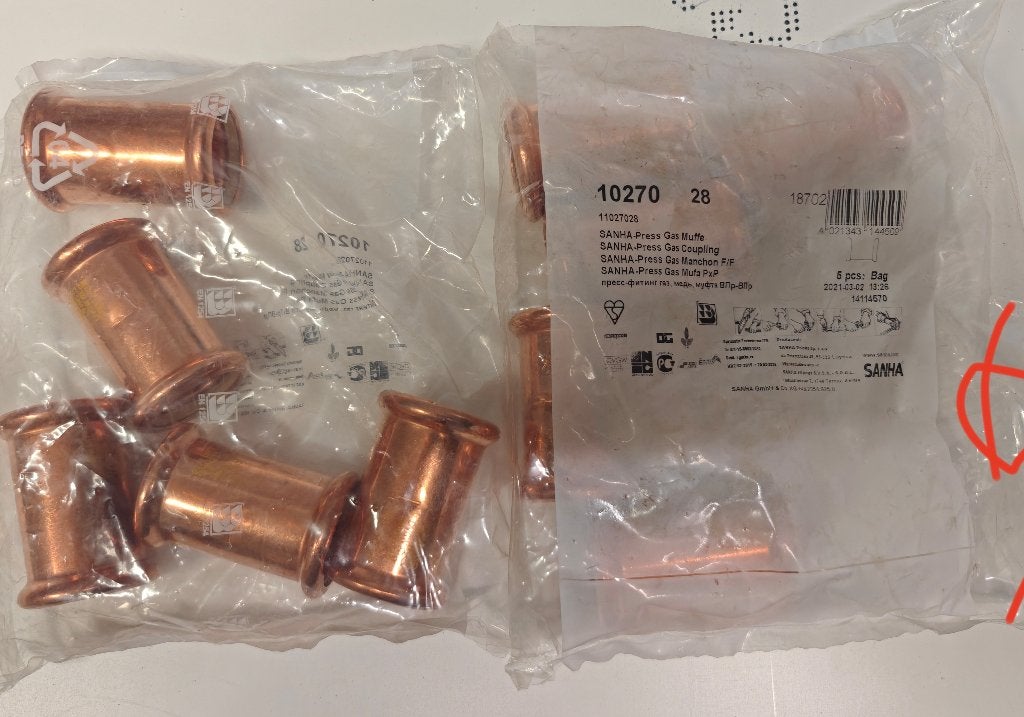koperen krimpfittingen Sanha- 28 mm, Ophalen, Nieuw, Koper, Overige typen