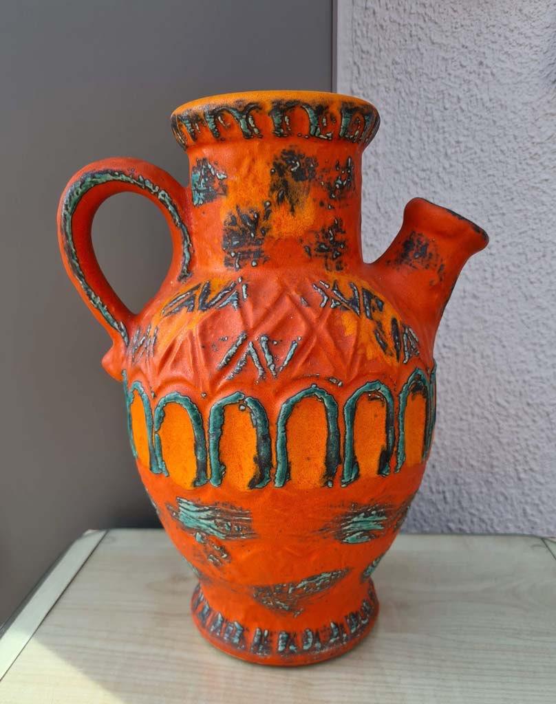 vintage vaas Dünler&Breiden oranje keramiek-lees info aub!, Ophalen