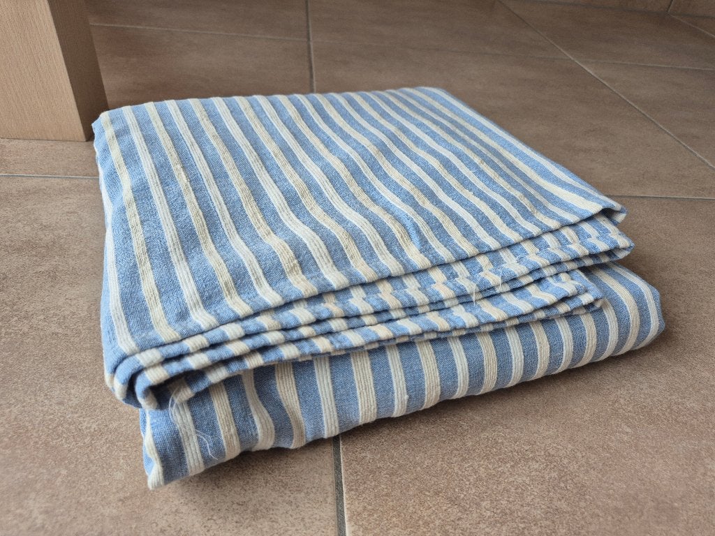 Drap 1 personne rayé bleu/blanc — 250 x 175 cm, Enlèvement ou Envoi, Autres marques, Une personne, Utilisé