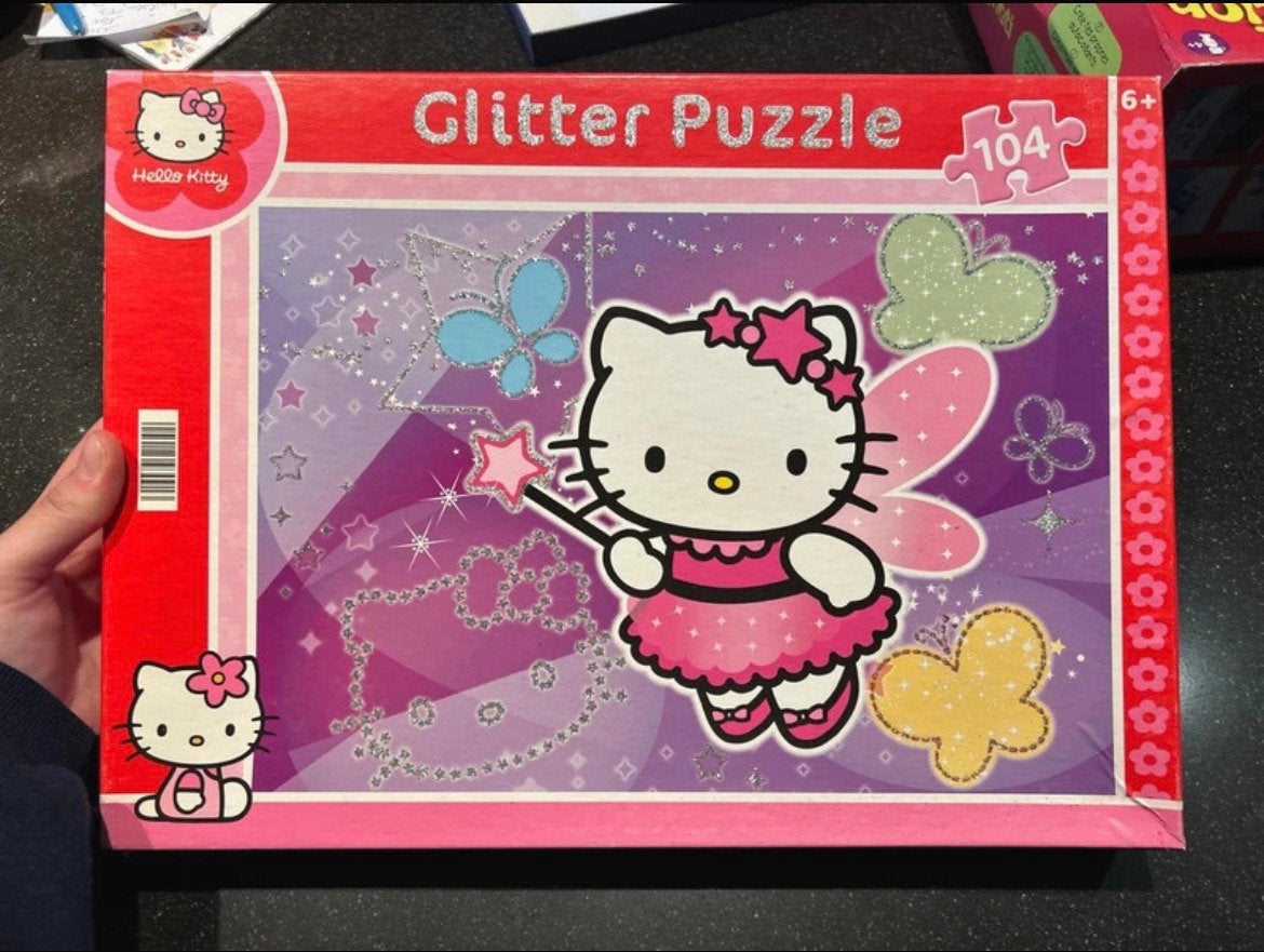 Hello Kitty puzzel met glitter, Ophalen, Meer dan 50 stukjes, Gebruikt