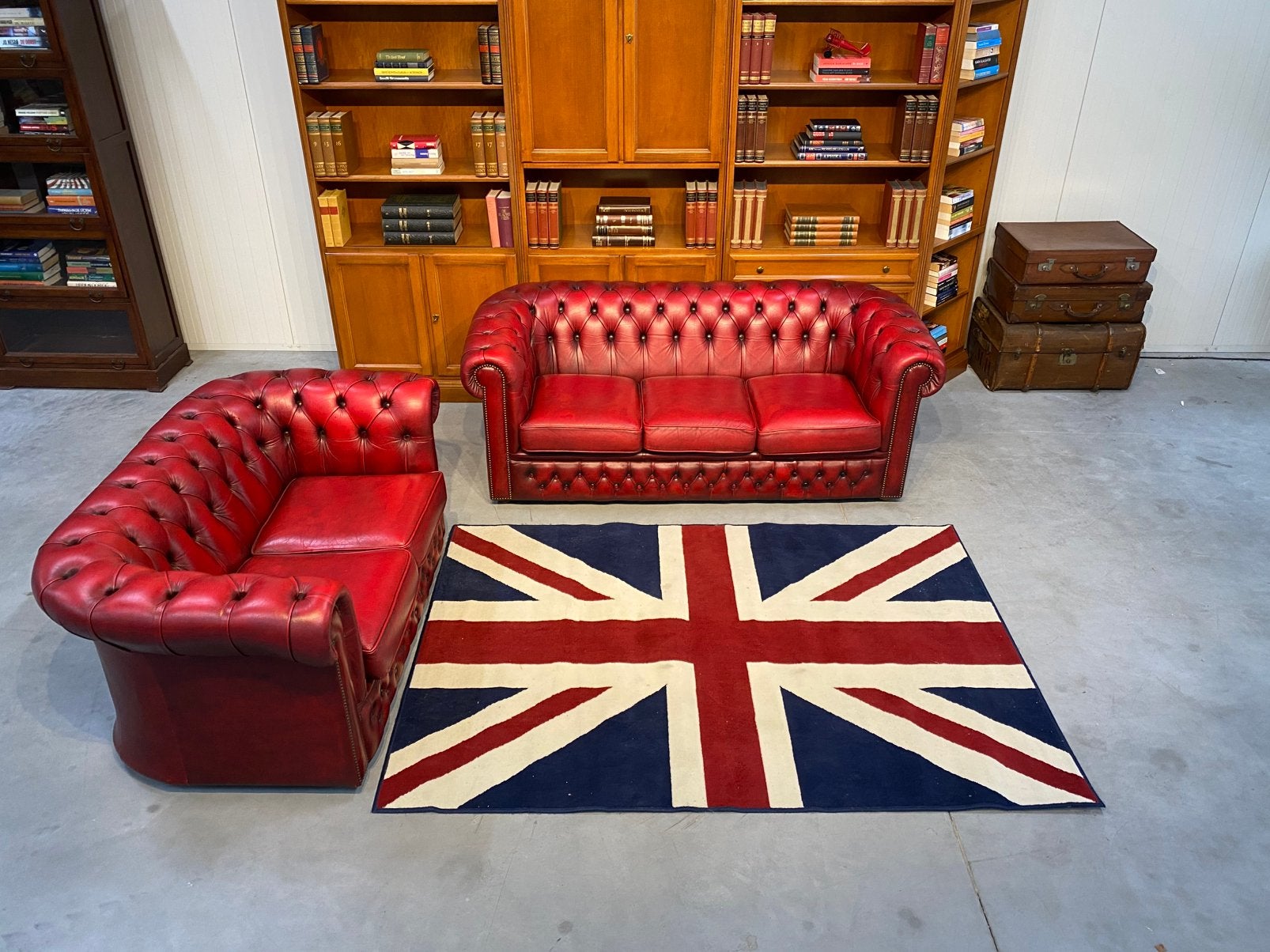 Chesterfield 3+2 zit zetels Oxblood rood, Ophalen, Leer