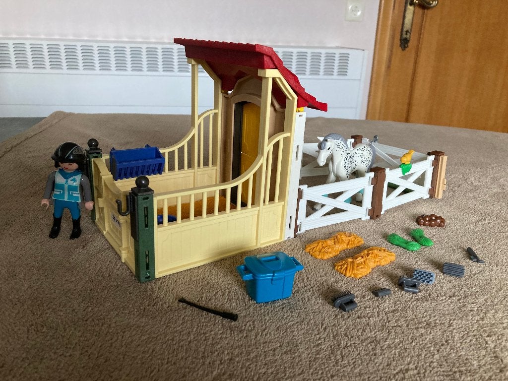Playmobil Appaloosa met paardenbox, 5-12 j doos+boekje, Ophalen of Verzenden, Zo goed als nieuw, Country, Complete set
