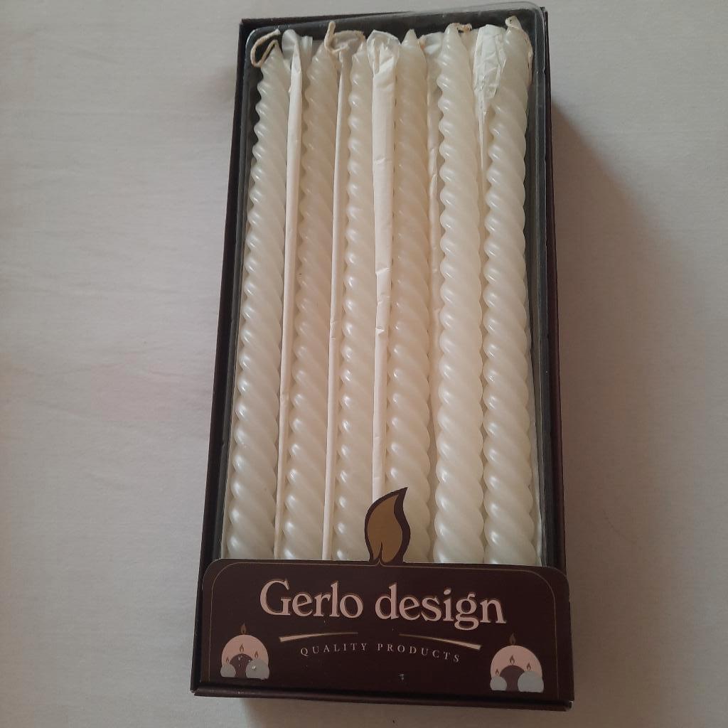 12 WITTE , GEDRAAIDE KAARSEN - GERLO DESIGN, Ophalen of Verzenden, Wit, Kaars