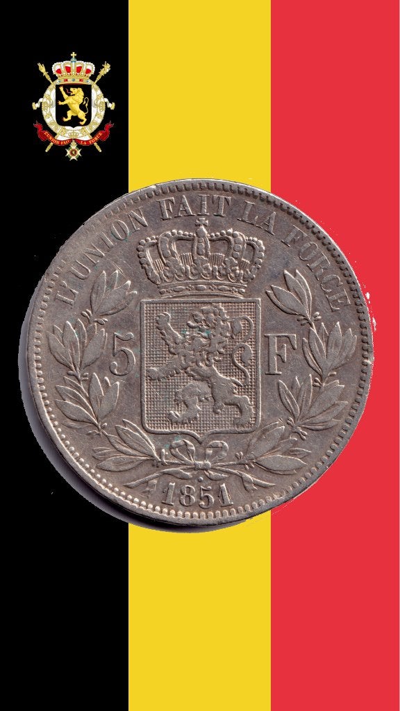 VARIANTE : 5 francs 1851 points (1 sur 0) - Léopold I, Monnaie en vrac, Argent, Argent, Envoi