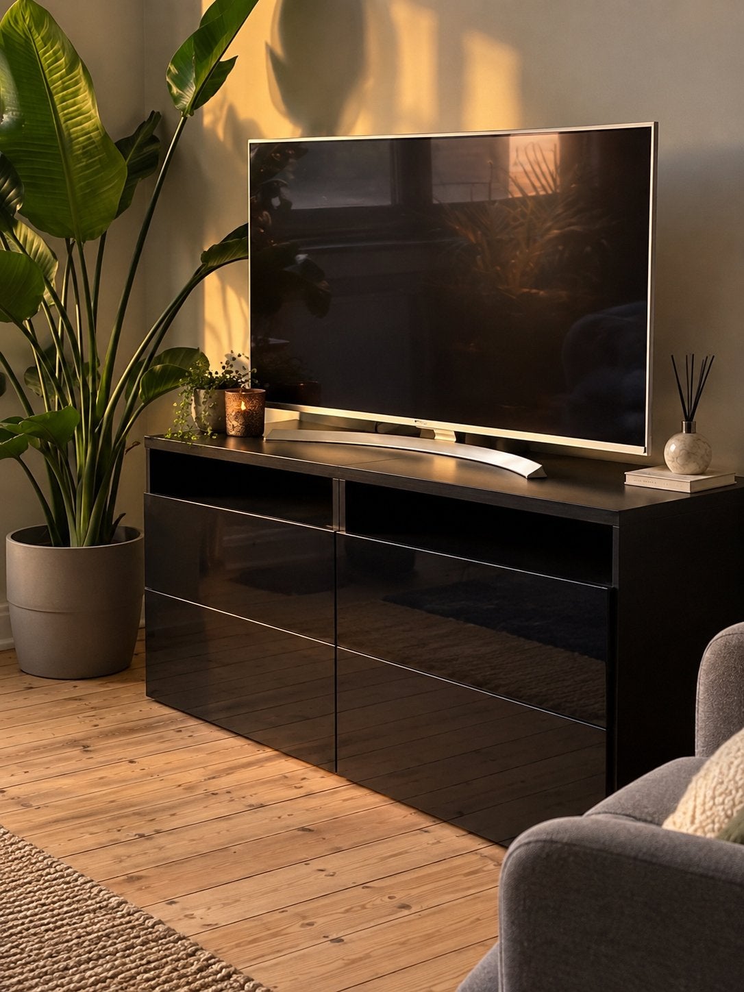 Meuble tv noir 4 tiroirs, 25 à 50 cm, 100 à 150 cm, Enlèvement, Utilisé