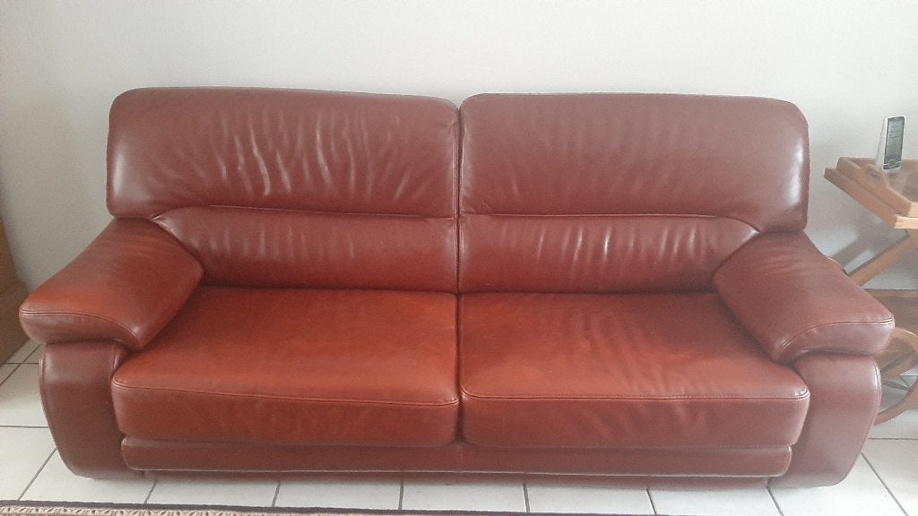Ensemble canapé-fauteuils cuir 300€, Enlèvement, Utilisé, Cuir, Cuir