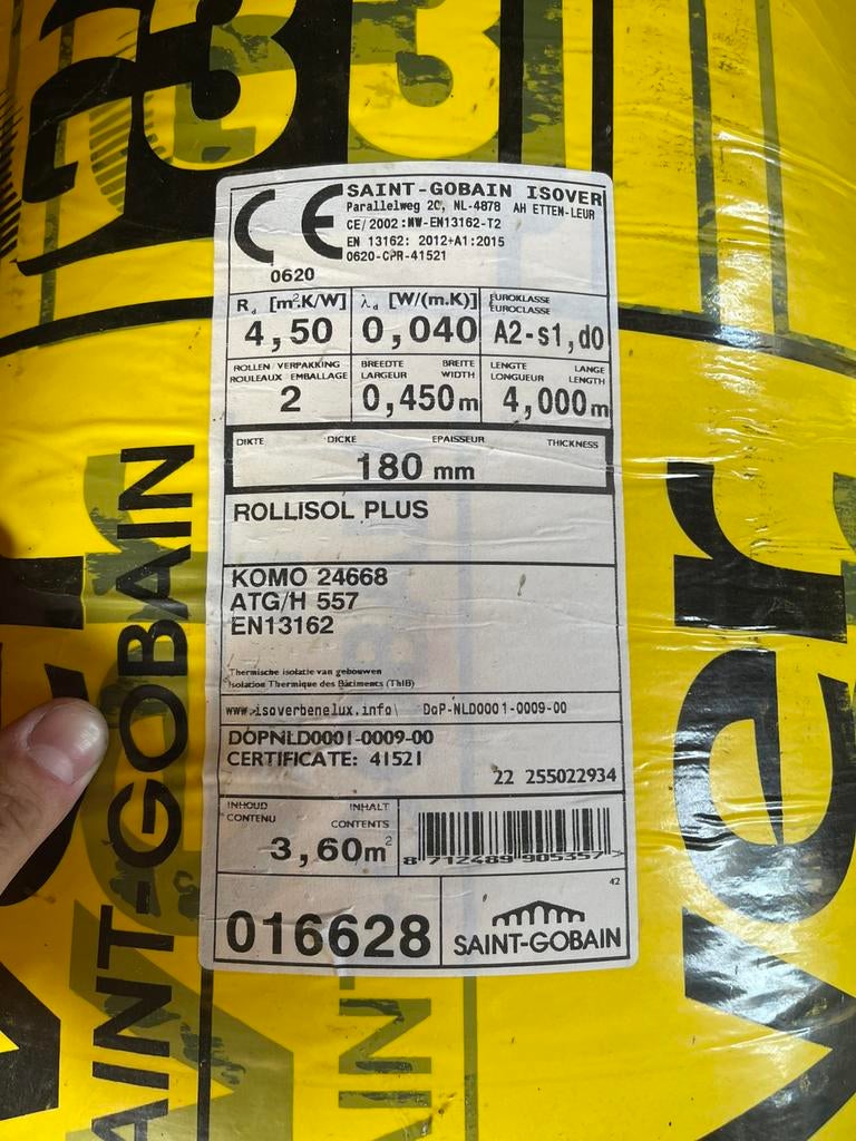 Isover isolatie, 12 cm of meer, Nieuw, Glaswol, Ophalen
