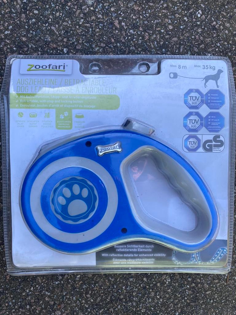 Zoofari hondenleiband 8 meter blauw, Ophalen of Verzenden, Nieuw