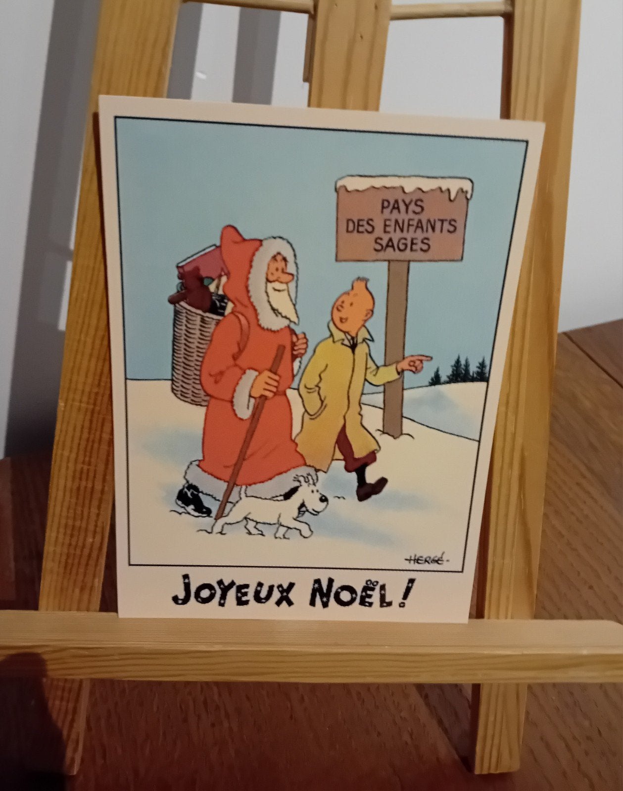 Tintin 002: prachtige kaart genaamd „sneeuw”, heruitgegeven, Verzenden, Kuifje, Zo goed als nieuw, Plaatje, Poster of Sticker