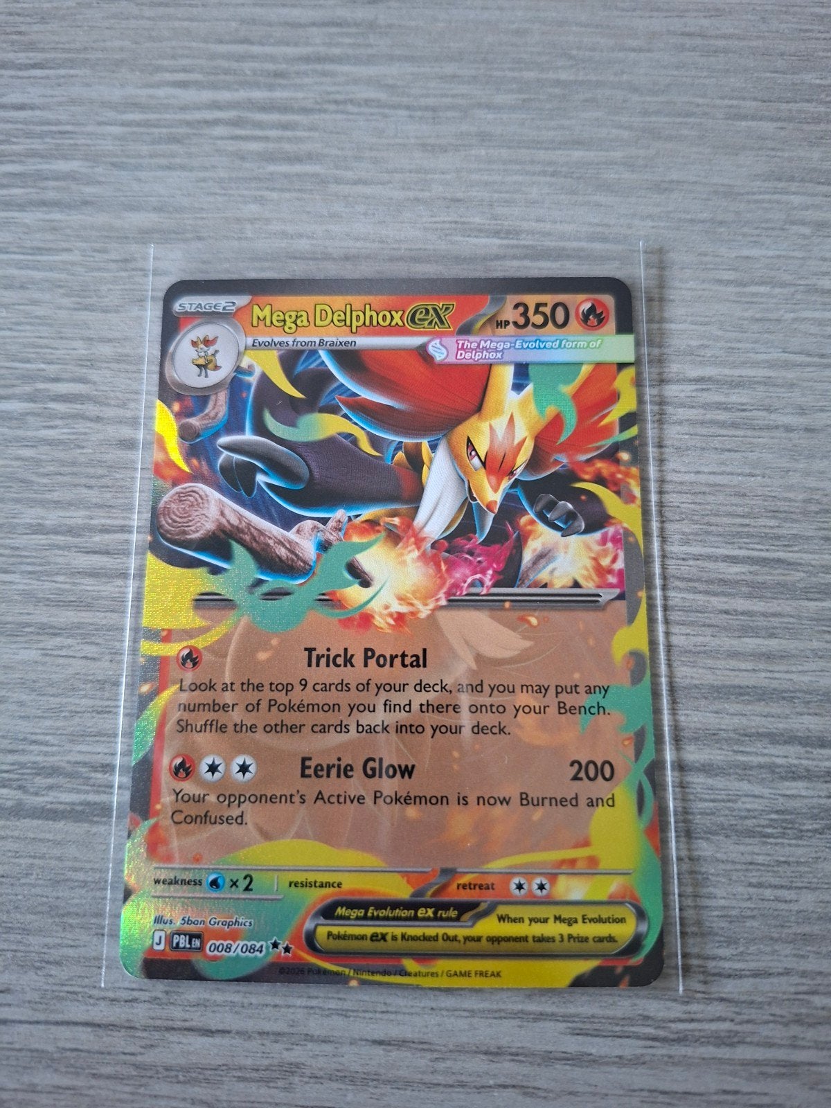 Pitch Black Mega Delphox ex 008, Hobby en Vrije tijd, Verzamelkaartspellen | Pokémon, Ophalen of Verzenden, Nieuw, Losse kaart