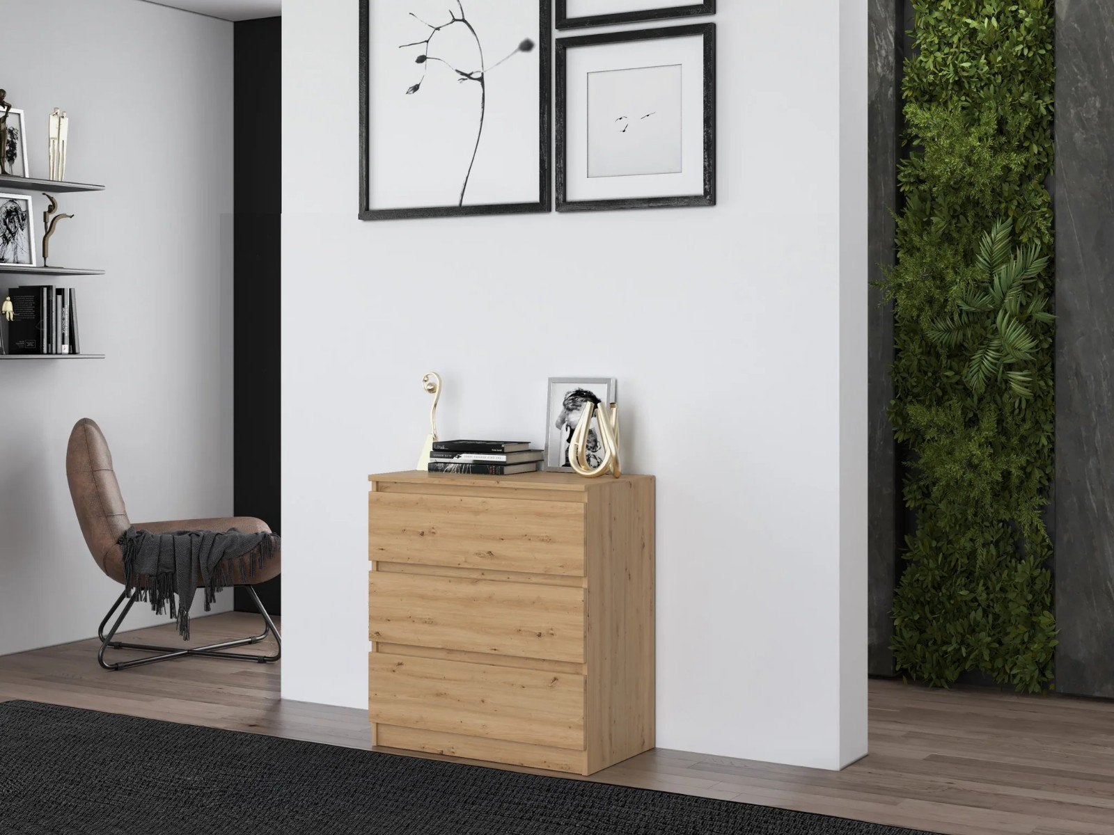commode 3 tiroirs, Maison & Meubles, Envoi, Chêne