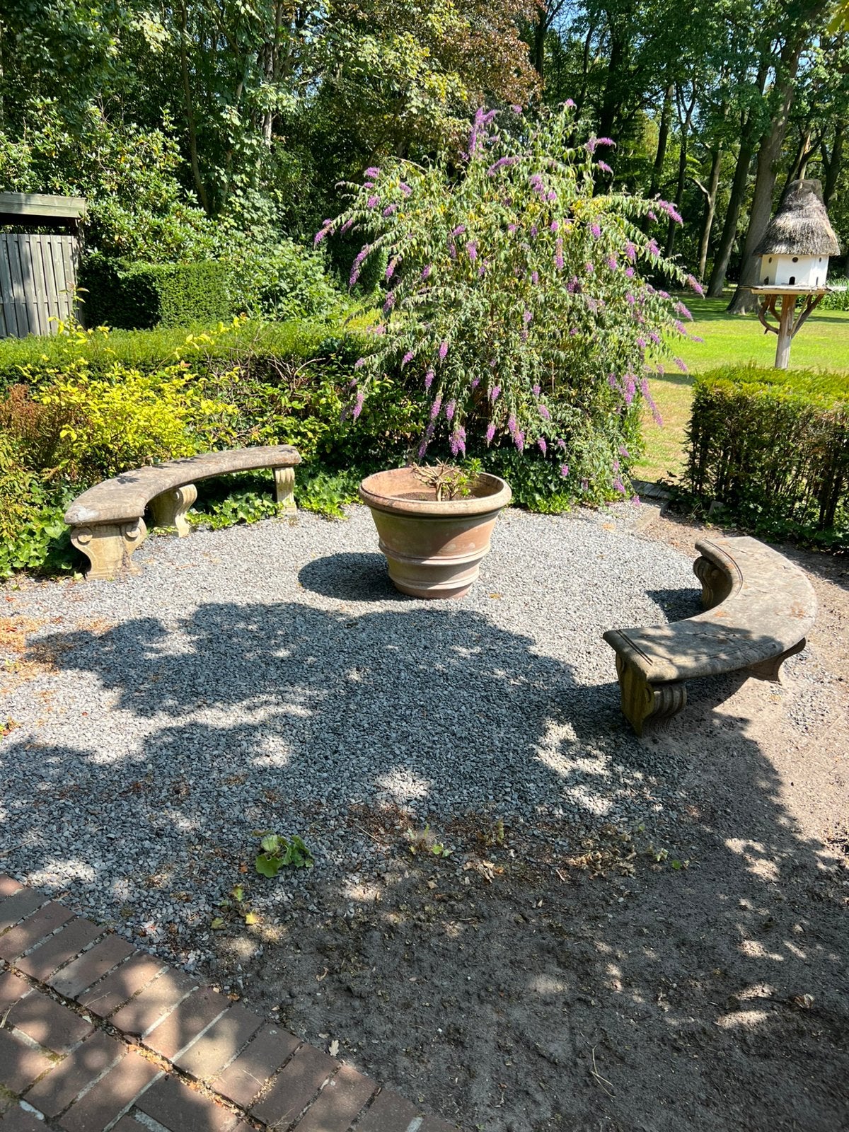 Gebogen bankjes zithoek tuin antiek landelijk bank zomer, Tuin en Terras, Ophalen, Zo goed als nieuw