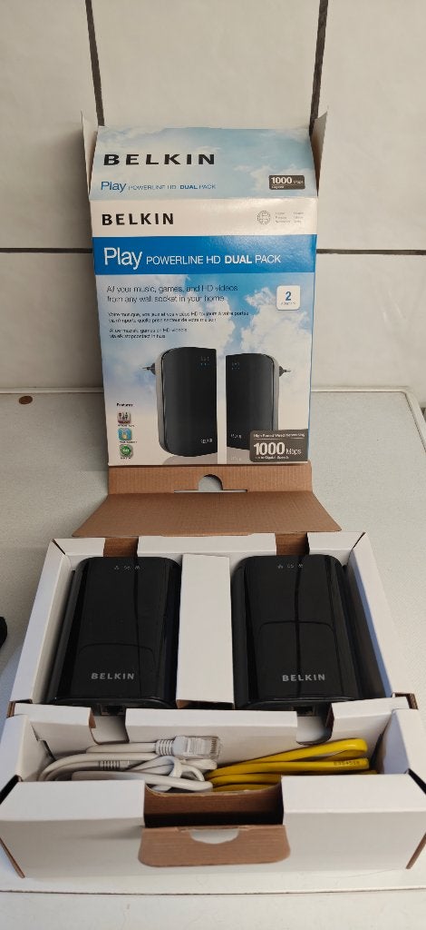 Kit CPL Gigabit Belkin Play Powerline HD 1000 Mbps (Duo), Informatique & Logiciels, Enlèvement ou Envoi, Utilisé, Belkin