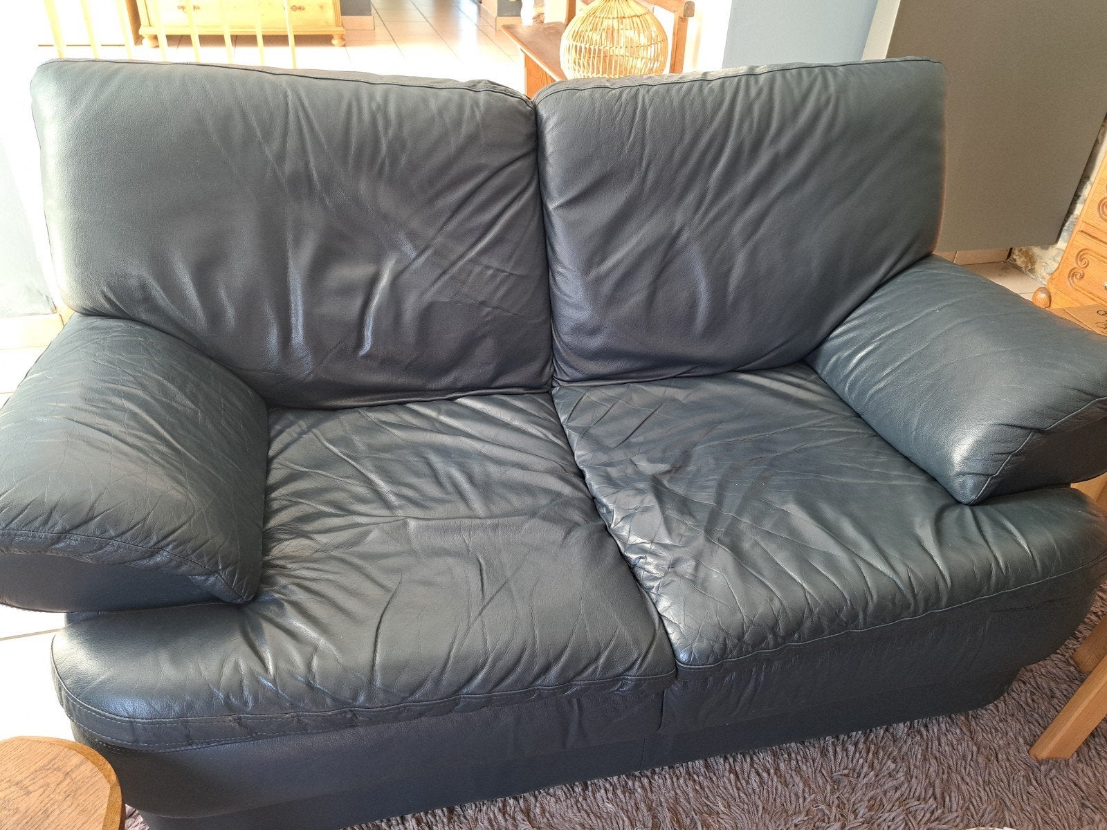salon cuir, Huis en Inrichting, Ophalen, Gebruikt, 150 tot 200 cm, Rechte bank