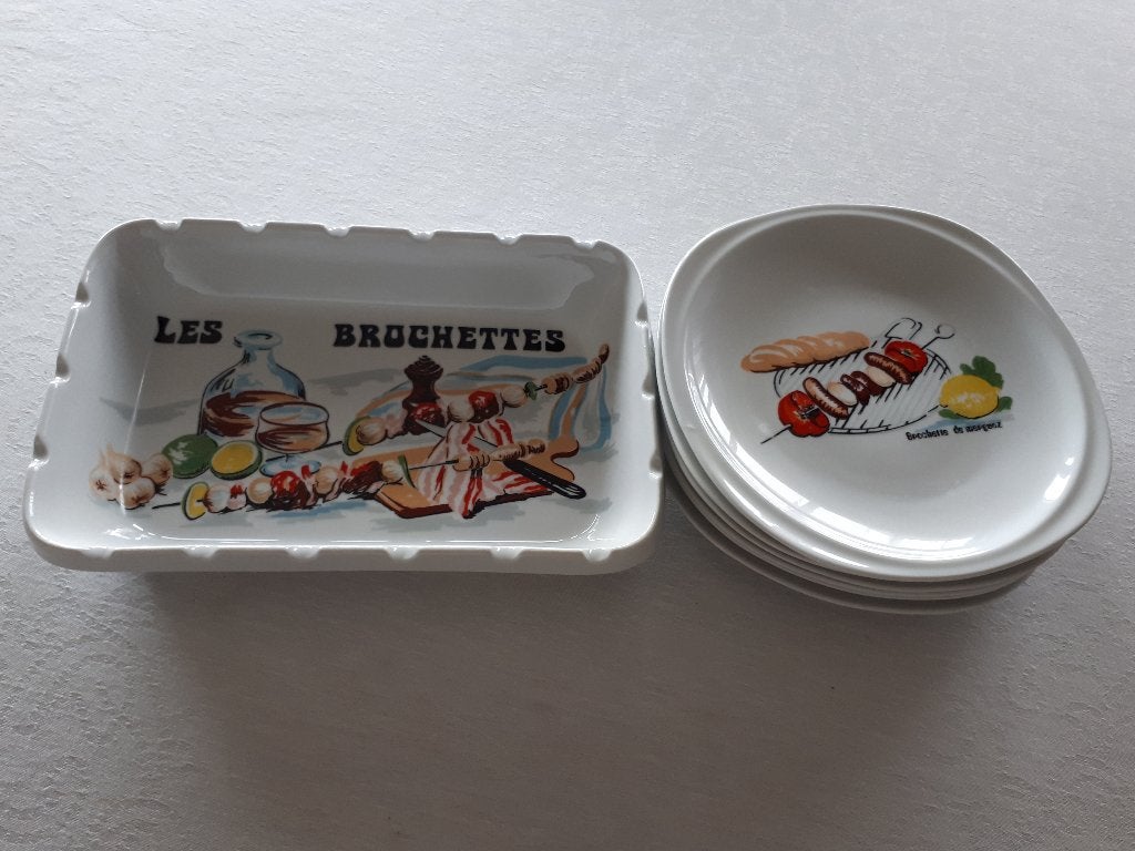 brochette schaal + borden, Ophalen, Porselein, Bord(en)