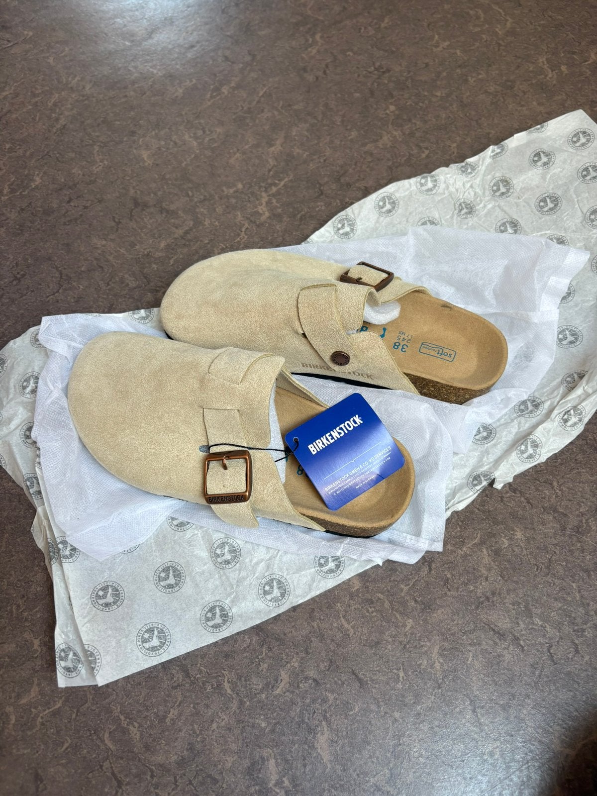 Birkenstock Boston - Sable, Bijoux, Sacs & Beauté, Broches, Comme neuf, Autres matériaux, Beige, 10 cm ou plus, Envoi