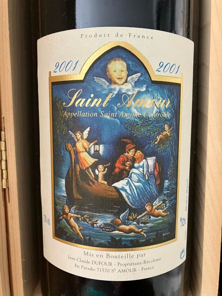 Exclusieve Saint-Amour 2001 magnum wijnfles in houten kist, Verzamelen, Wijnen, Nieuw, Rode wijn, Frankrijk, Vol, Ophalen
