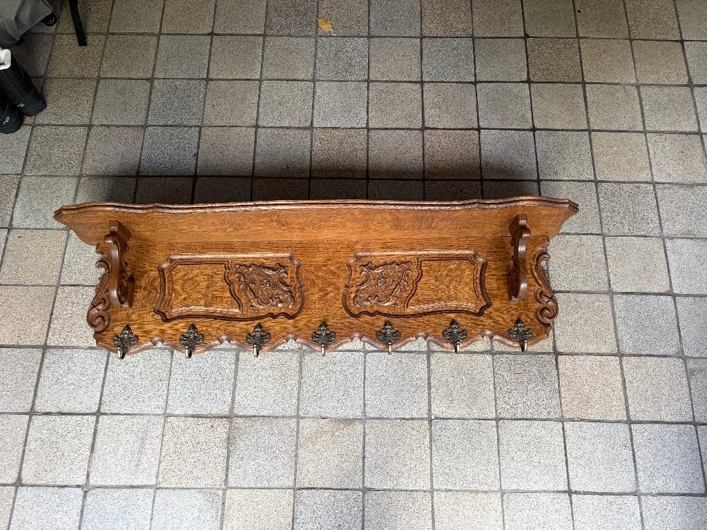 Porte manteau en chène 7 crochets, Neuf, Moins de 100 cm, Portemanteau mural, Enlèvement