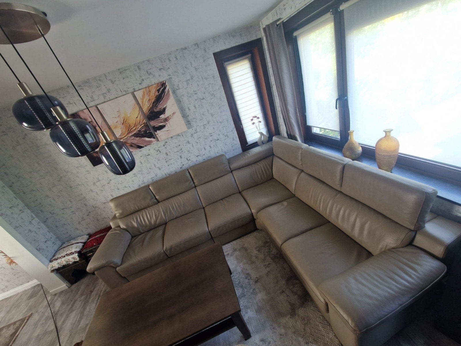 Salon d'angle cuir 550€, Immo