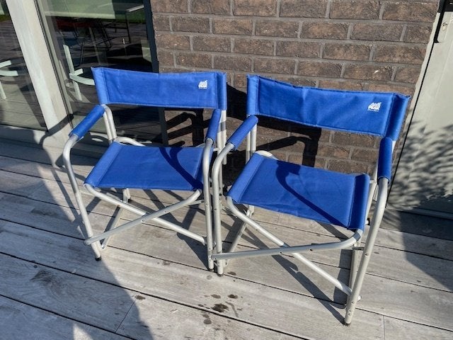 2 regisseursstoelen, alu, 35 euro/stuk, Ophalen, Zo goed als nieuw, Campingstoel