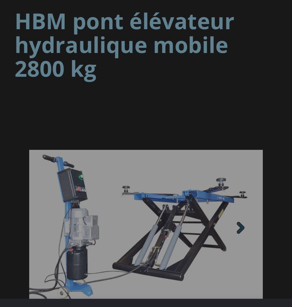 Pont elevateur HBM 2800 kg, Enlèvement