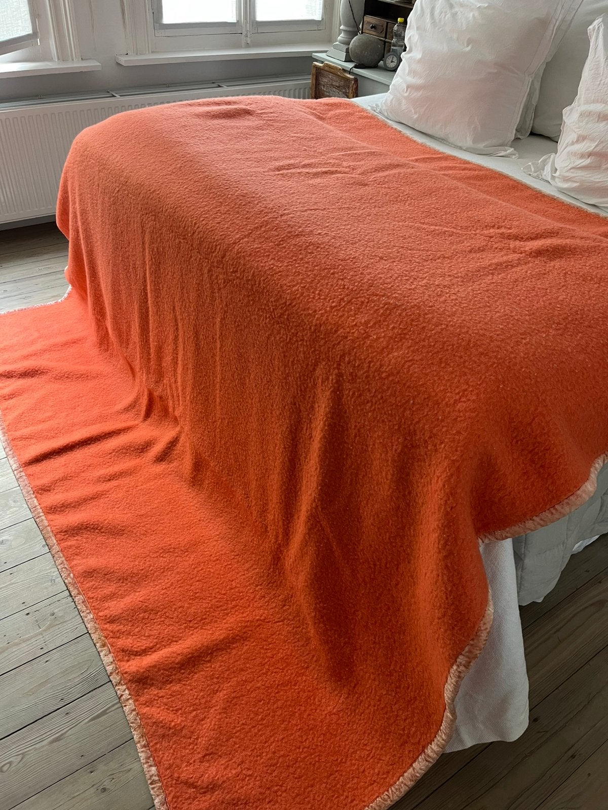 VINTAGE DEKEN SOLE MIO XL KORAALROOD WOL BED SOFA, Enlèvement ou Envoi, Comme neuf, Laine