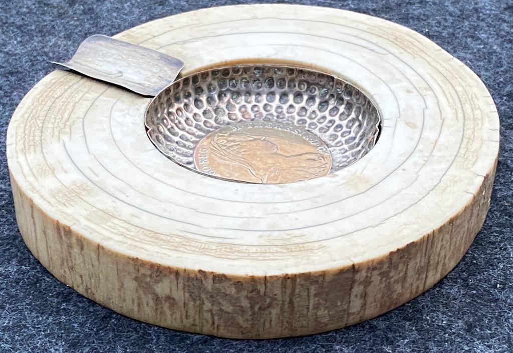 Cendrier XIXème avec Pièce Autrichienne en Argent Massif, Enlèvement ou Envoi