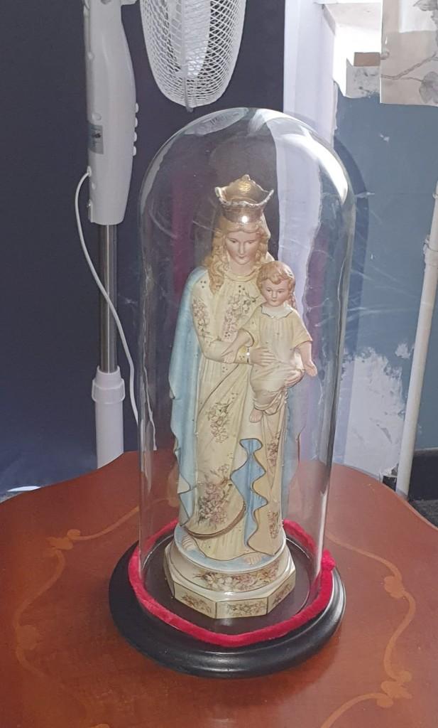 stulp onze lieve vrouw met kindje jezus 46 cm hoog, Antiek en Kunst, Antiek | Glaswerk en Kristal, Ophalen