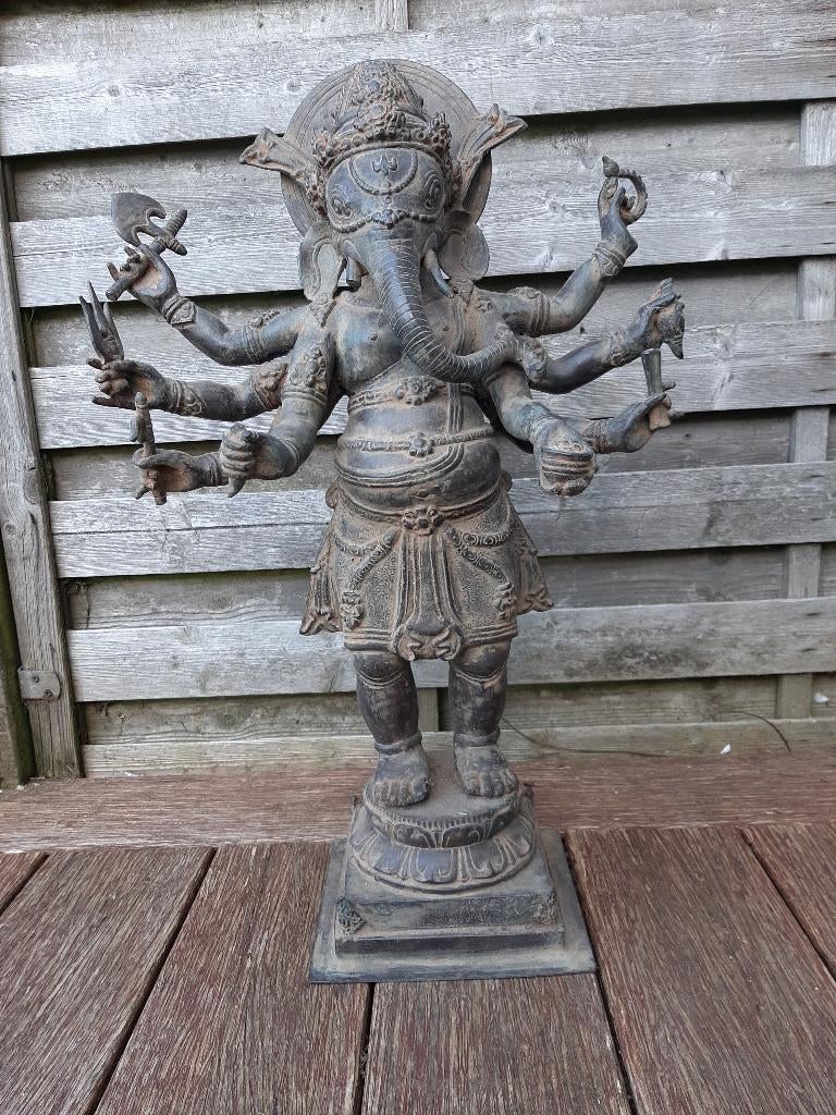 Statue en bronze de Ganesh/Ganapati avec 8 bras/Inde/58 cm, Enlèvement ou Envoi