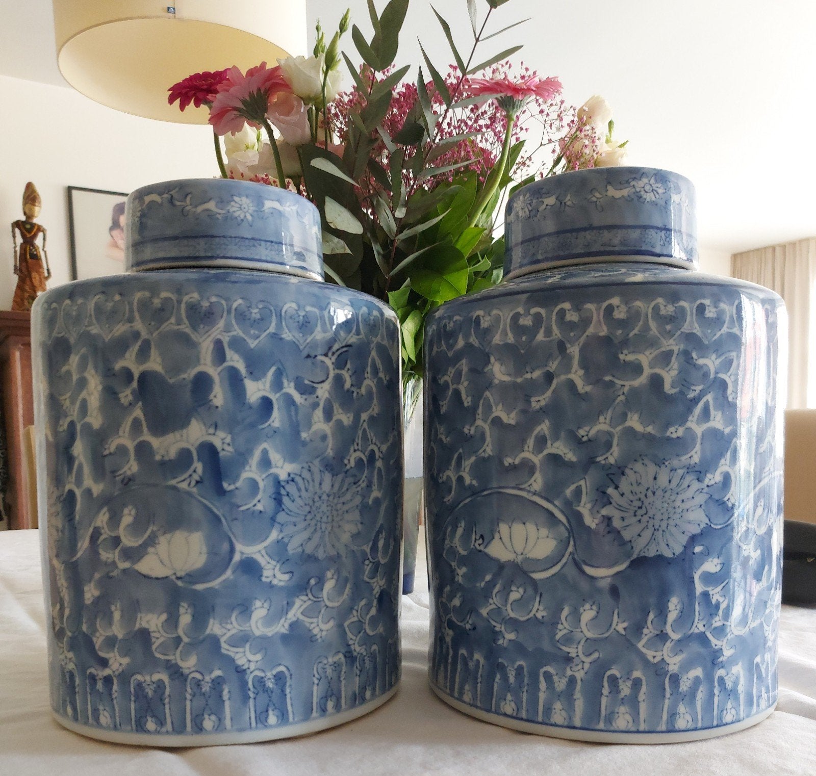 Set (2) Pot à gingembre, Enlèvement ou Envoi, 34 cm, Comme neuf, Pierre/céramique