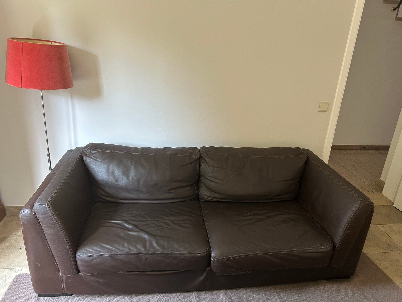 canapé vrai cuir, Maison & Meubles, 200 à 250 cm, Banc droit, Enlèvement, Utilisé
