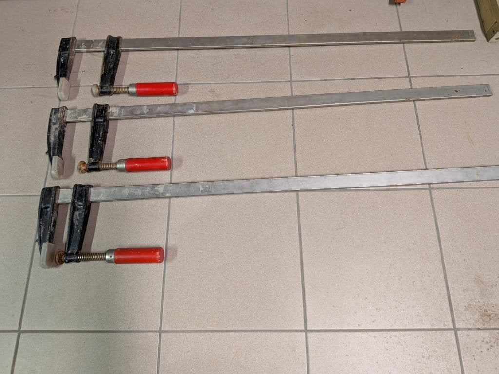 Set van 3 metselaars-/timmermansklemmen (110 x 15 cm), Ophalen, Gebruikt, 100 tot 250 mm, Overige typen