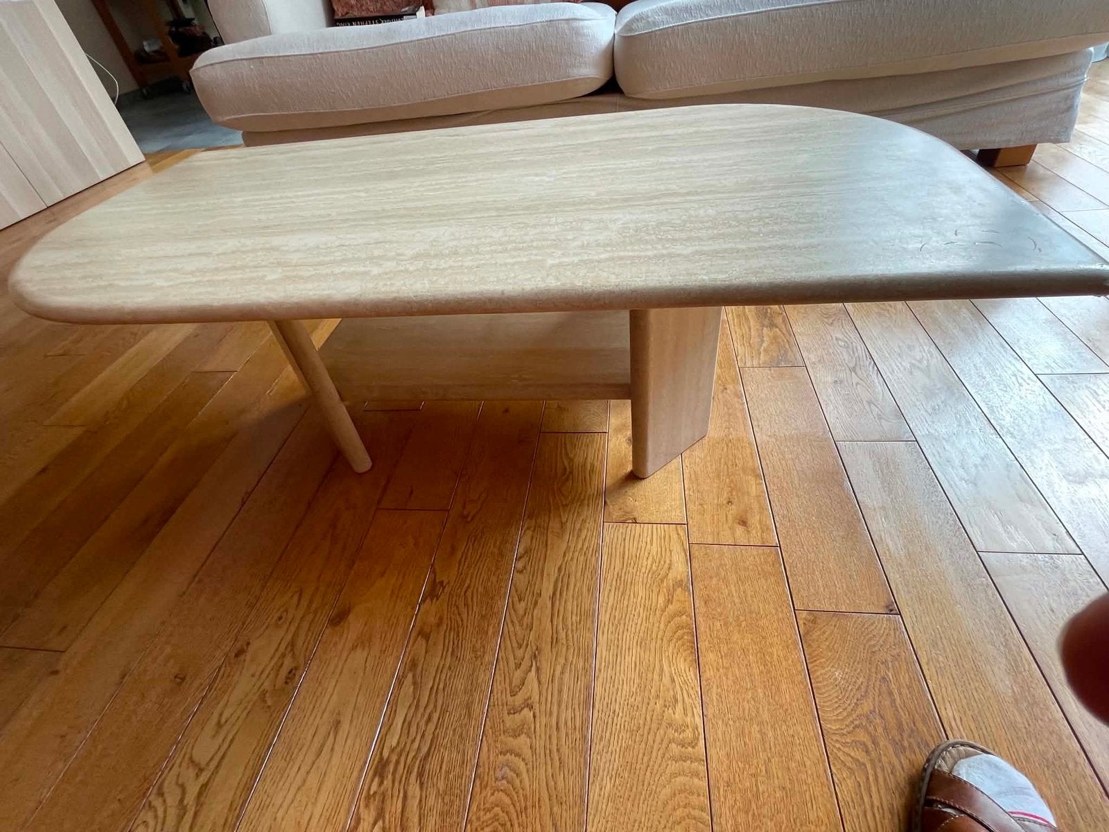Table de salon en travertin véritable, Maison & Meubles, 100 à 150 cm, Enlèvement, Utilisé, 50 à 100 cm