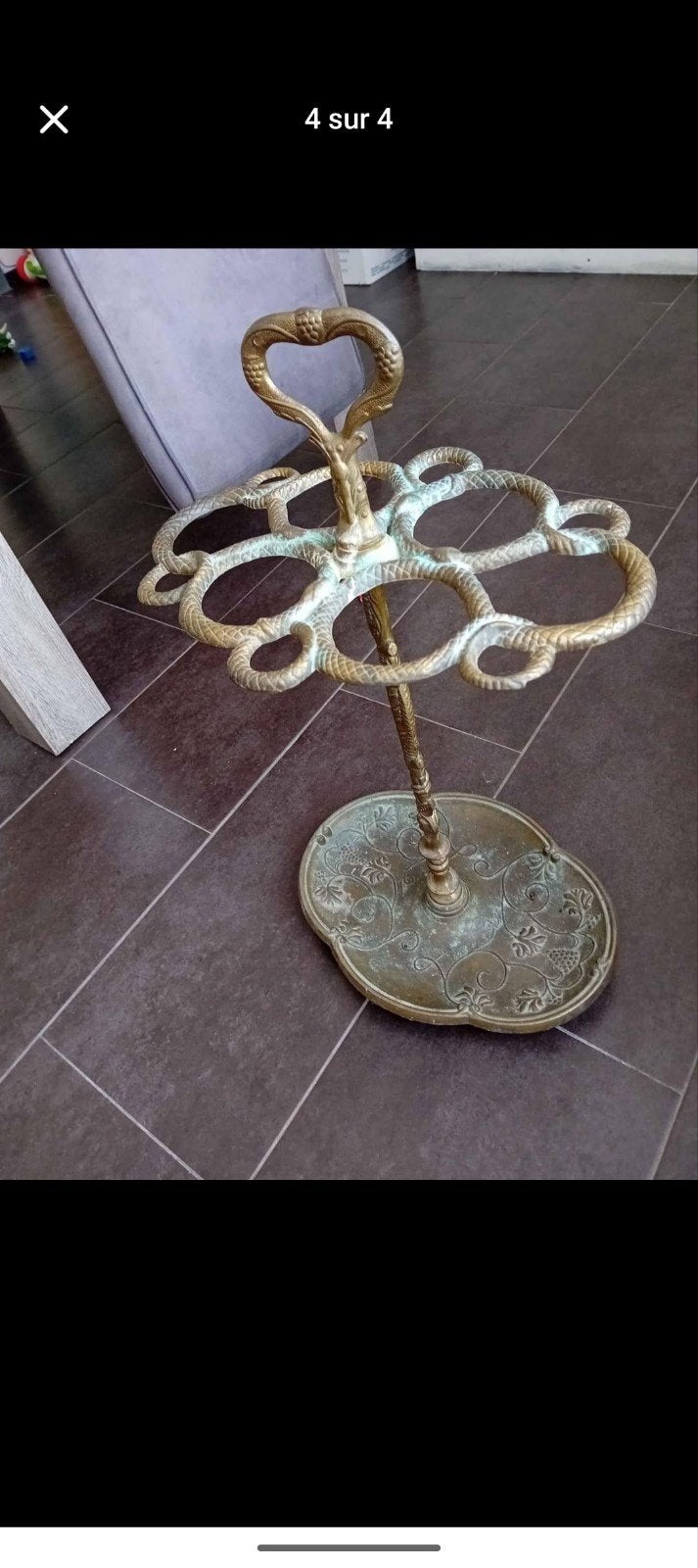 porte parapluie ancien en laiton, Enlèvement, Utilisé, Matériaux autres