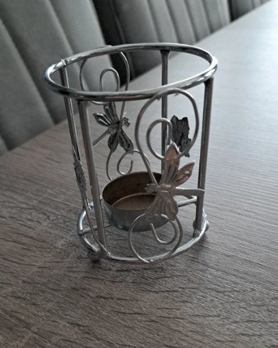 Theelichthouder met libellen, 9 cm, Enlèvement ou Envoi, Comme neuf, Métal