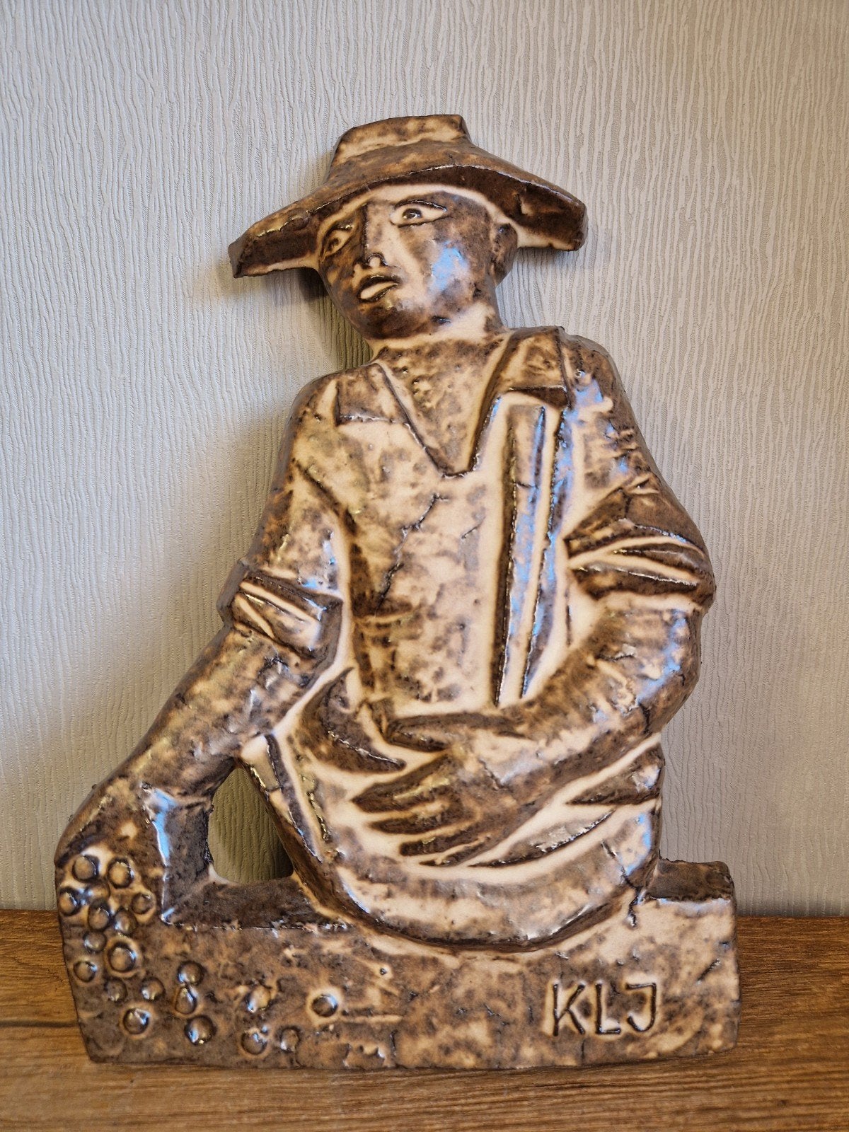 vintage Terracotta wandsculptuur Zaaier KLJ Steven Vyncke, Ophalen of Verzenden
