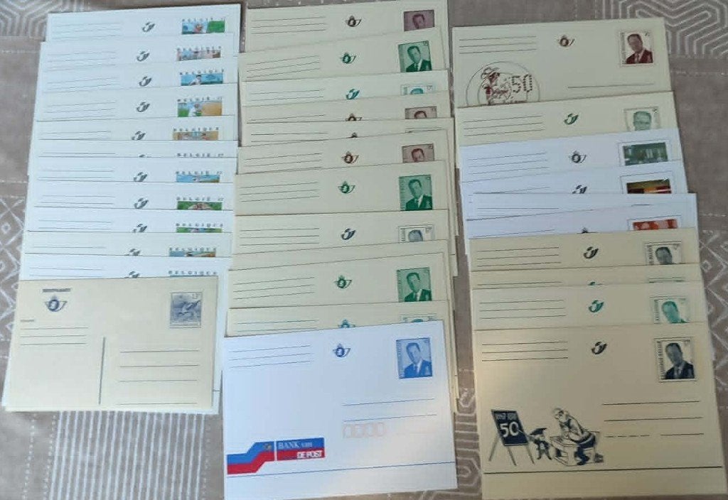 34 gele en witte briefkaarten België, Ophalen of Verzenden, Briefkaart