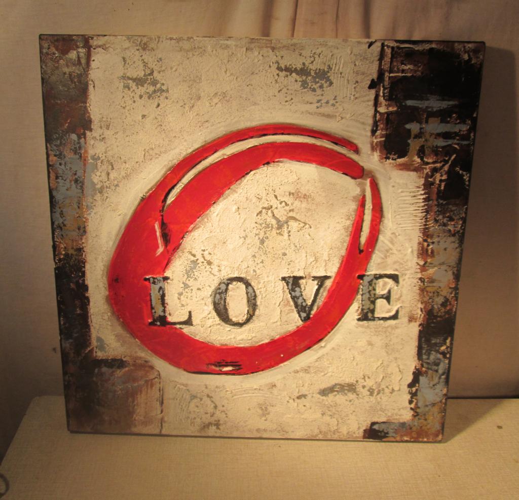 Belle œuvre peinte abstraite 'Love' - 61x61, Enlèvement ou Envoi