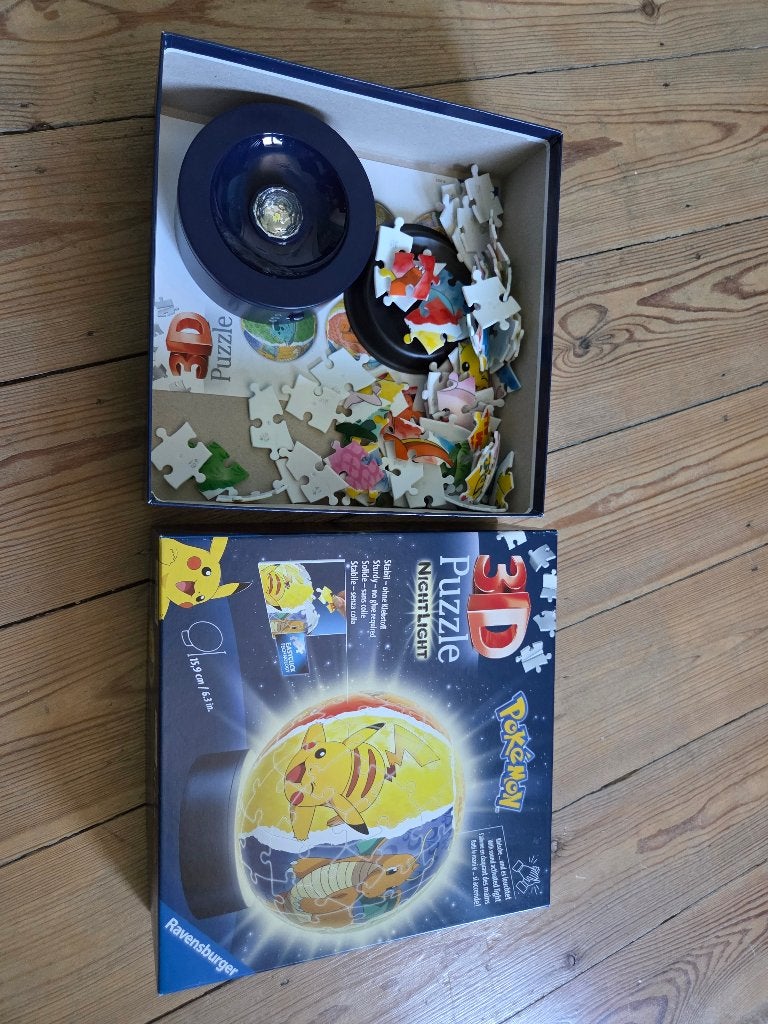 3d puzzel nachtlamp pokemon pikachu, Ophalen of Verzenden, Zo goed als nieuw