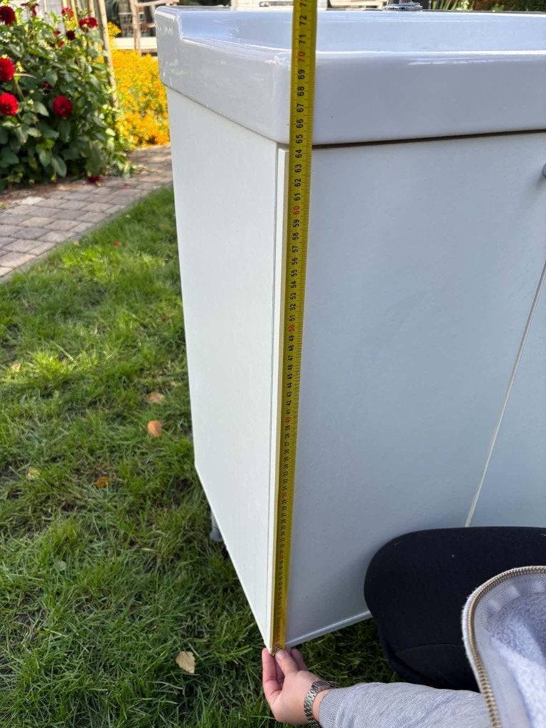 Wastafelmeubel met lavabo en kraan – wit, Doe-het-zelf en Bouw, Ophalen, Gebruikt, Chroom, Kraan