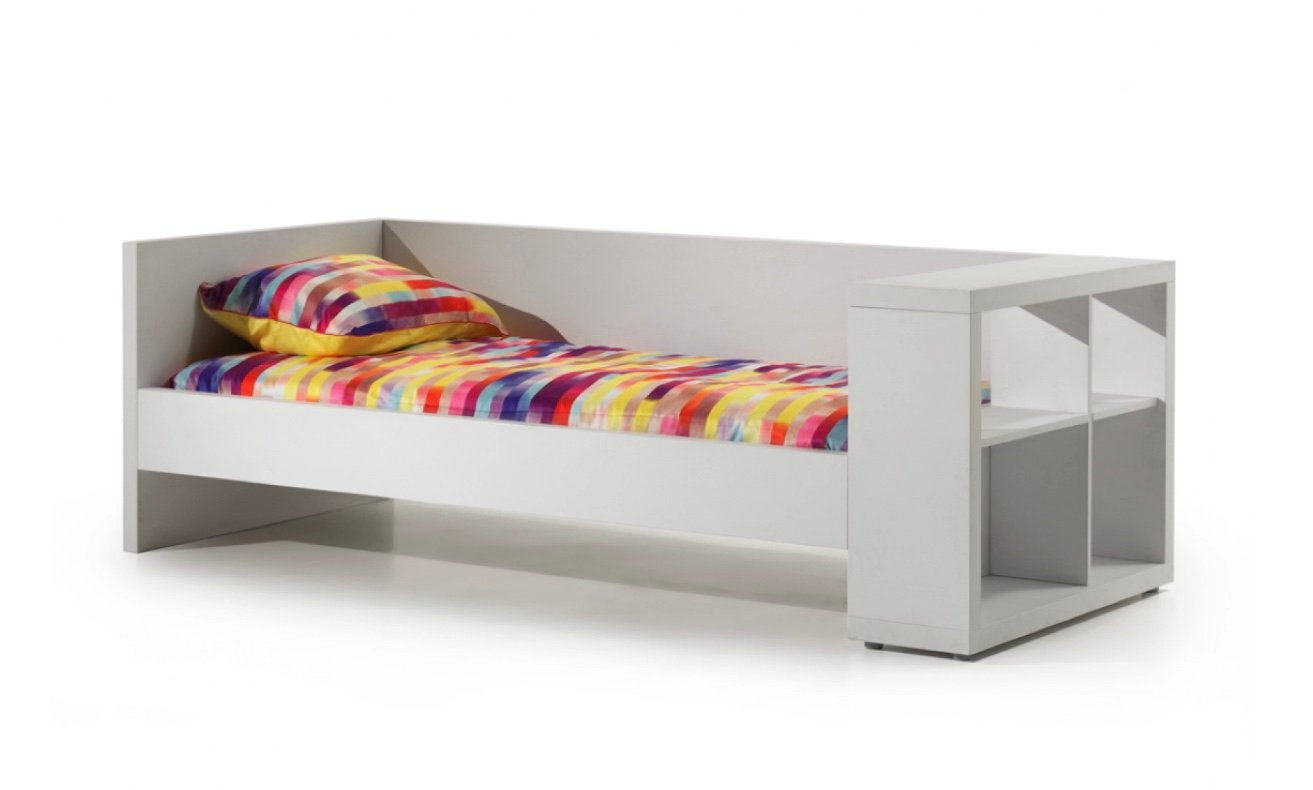 Bed 1 persoons wit met latttenbodem, Huis en Inrichting, Slaapkamer | Bedden, Ophalen, Gebruikt, Wit