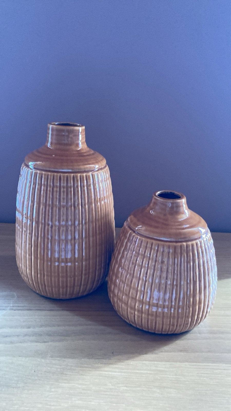 2 decoratie vazen, Ophalen, Zo goed als nieuw, Oranje, 25 cm